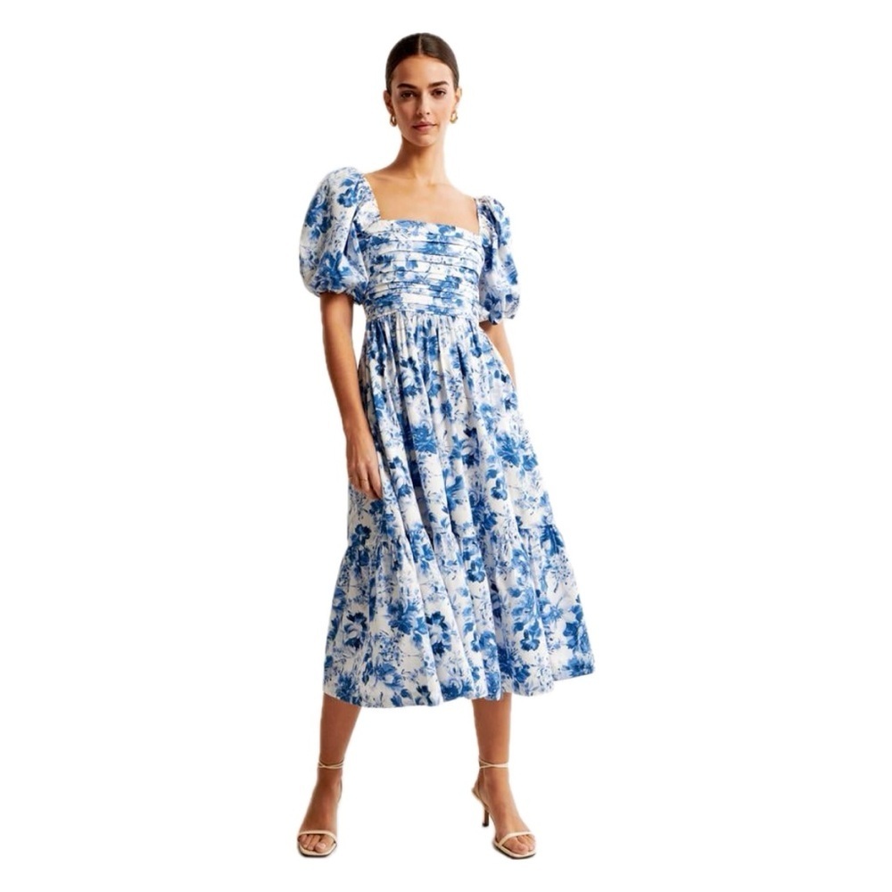 ❌SOLD❌ Abercrombie & Fitch Emerson Floral Poplin Puff Sleeve Midi Dress